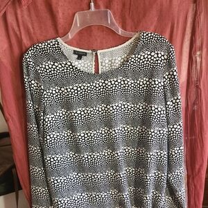 Talbots Black and White Patterned Blouse